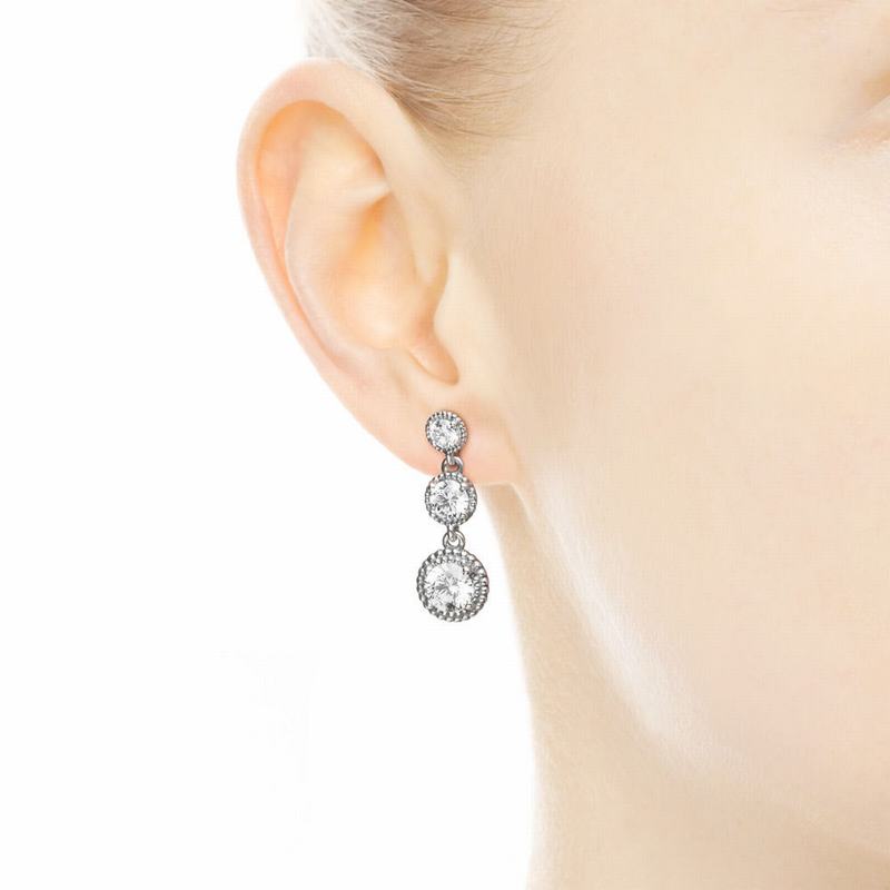 Pandora Eternal Elegance Drop Earrings Ireland - Sterling Silver/Cubic Zirconia - 874359FYS